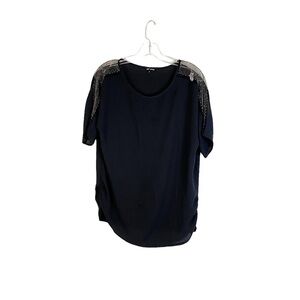 Michel Black Blouse Beaded Detail Women Size Small - HSH 1040